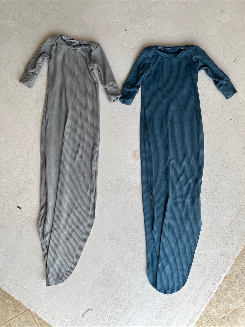 Ribbed Baby Gown Duo - Slate Gray & dark Teal